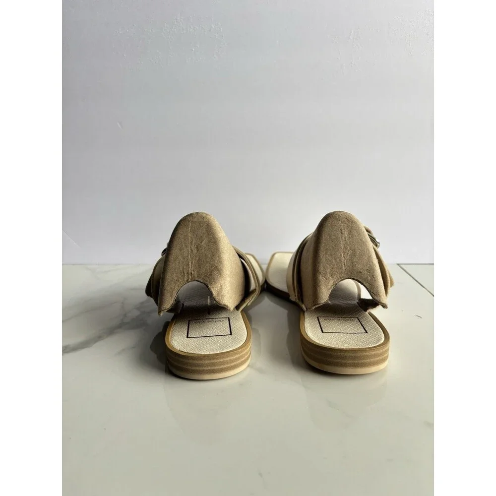 Dolce Vita Ilene Sandals Womens 8.5 Cream Off White Buckle Square Thong Slide